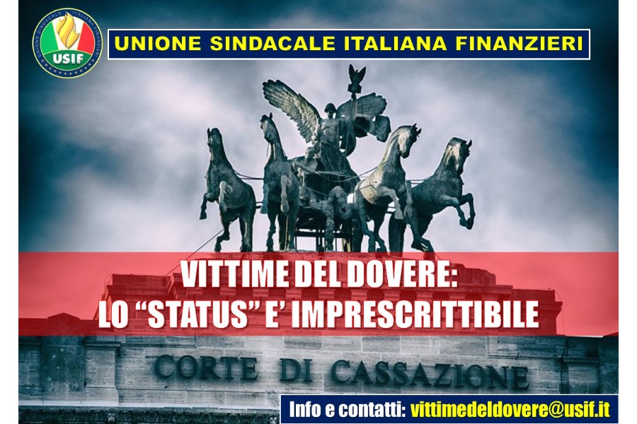 VITTIME DEL DOVERE, USIF: LO STATUS È IMPRESCRITTIBILE