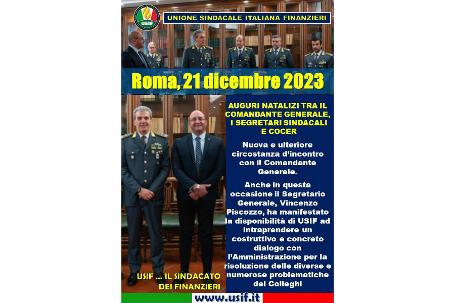 ROMA, 21 DICEMBRE 2023: AUGURI NATALIZI TRA IL COMANDANTE GENERALE, I SEGRETARI SINDACALI E IL COCER