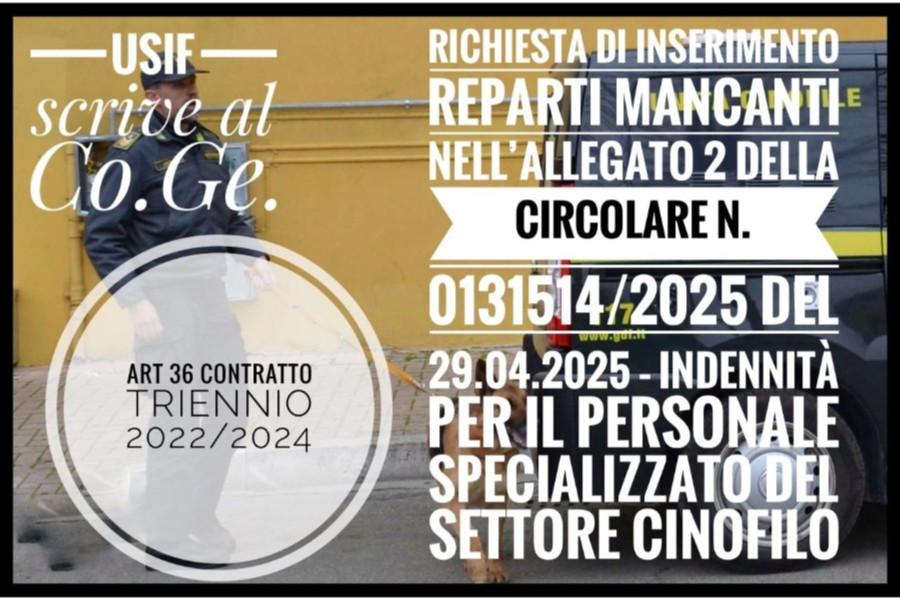 Indennita' per il personale specializzato del Settore Cinofilo