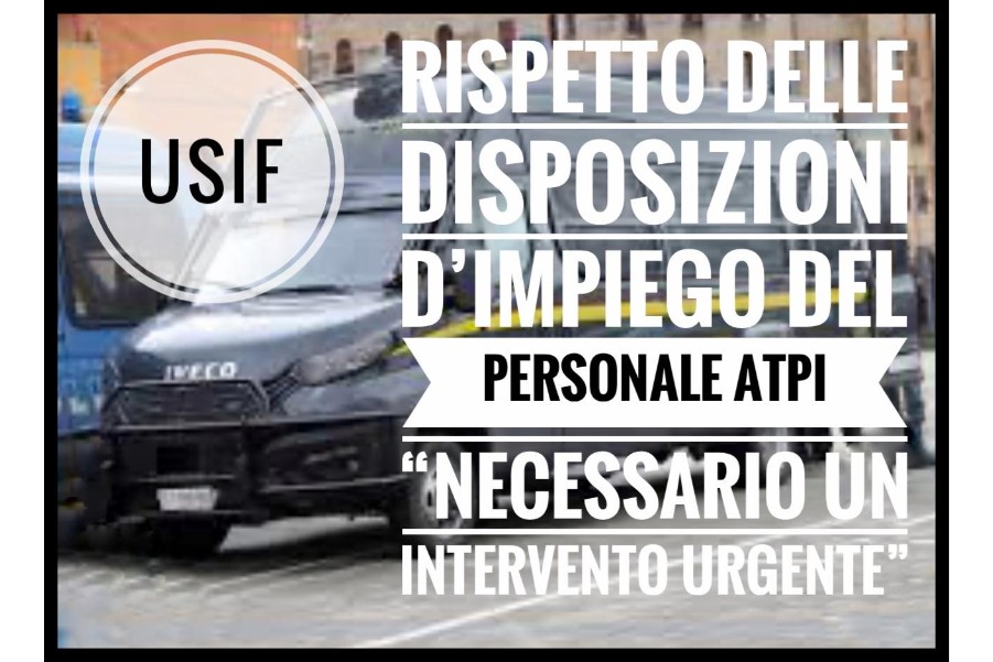 USIF AL COGE: RISPETTO DELLE DISPOSIZIONI DI IMPIEGO DEL PERSONALE ATPI