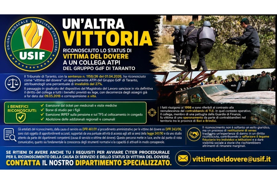 UN'ALTRA VITTORIA.RICONOSCIUTA VITTIMA DEL DOVERE