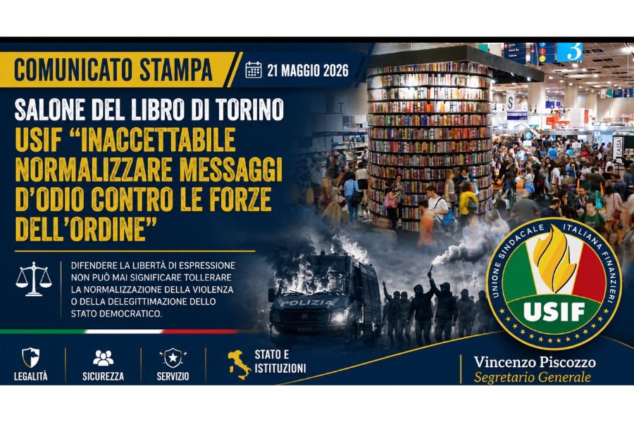 SALONE DEL LIBRO DI TORINO, USIF: INACCETTABILE NORMALIZZARE MESSAGGI D’ODIO CONTRO LE FORZE DELL’ORDINE