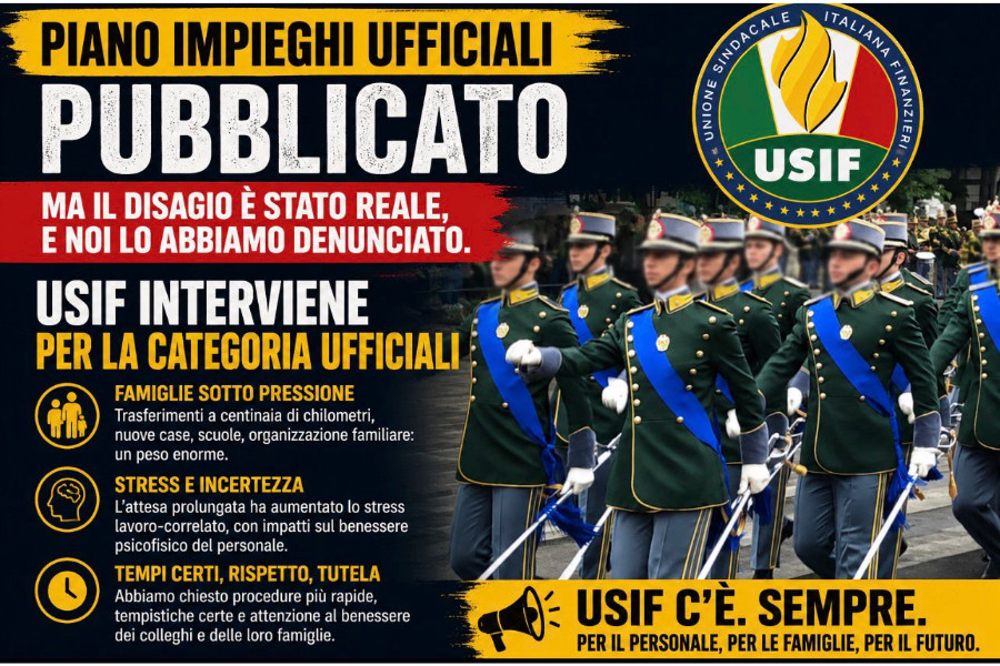 USIF: Piano impieghi Ufficiali pubblicato. USIF era intervenuta sui ritardi e sui disagi vissuti dal personale e dalle famiglie.