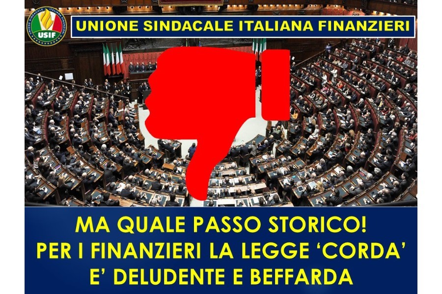 MA QUALE PASSO STORICO! PER I FINANZIERI LA LEGGE 