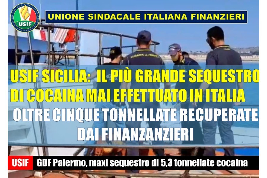 SICILIA, USIF: SEQUESTRO DI OLTRE 5 TONNELLATE DI COCAINA, FRUTTO DEL LAVORO COSTANTE DEI COLLEGHI