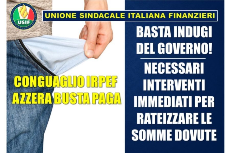 LAVORO, USIF: CONGUAGLIO FEBBRAIO AZZERA BUSTA PAGA