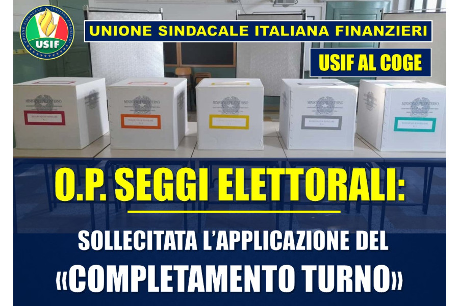 USIF AL COGE: SOLLECITATA L'APPLICAZIONE DEL COMPLETAMENTO TURNO