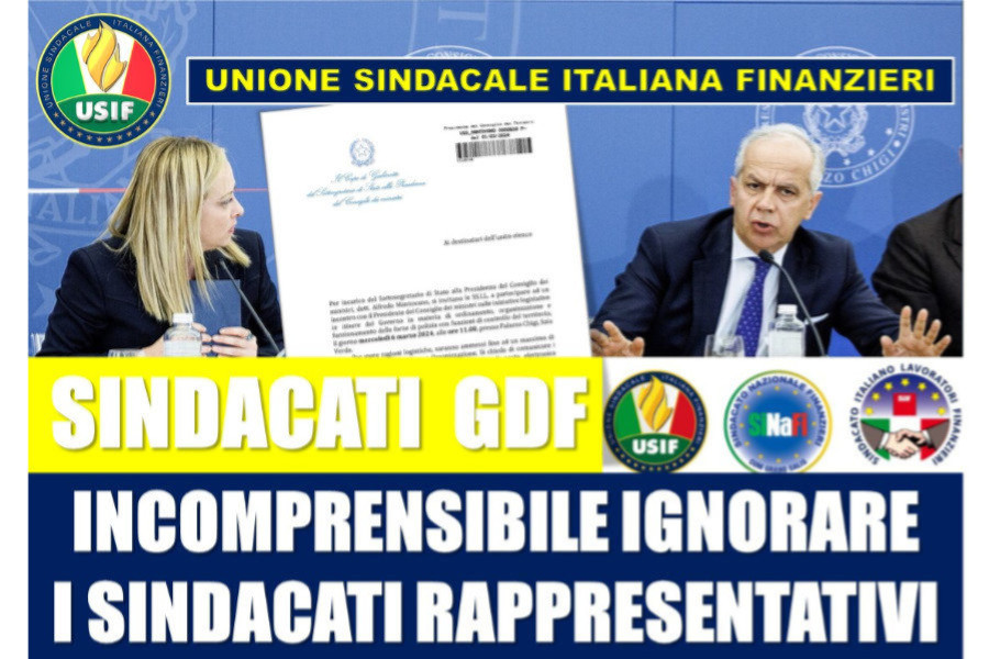 SICUREZZA: GOVERNO, INCOMPRENSIBILE IGNORARE I SINDACATI RAPPRESENTATIVI DEI FINANZIERI