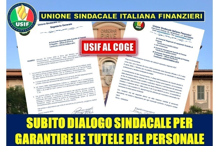 USIF AL COGE: SUBITO DIALOGO SINDACALE PER GARANTIRE LE NECESSARIE TUTELE DEL PERSONALE