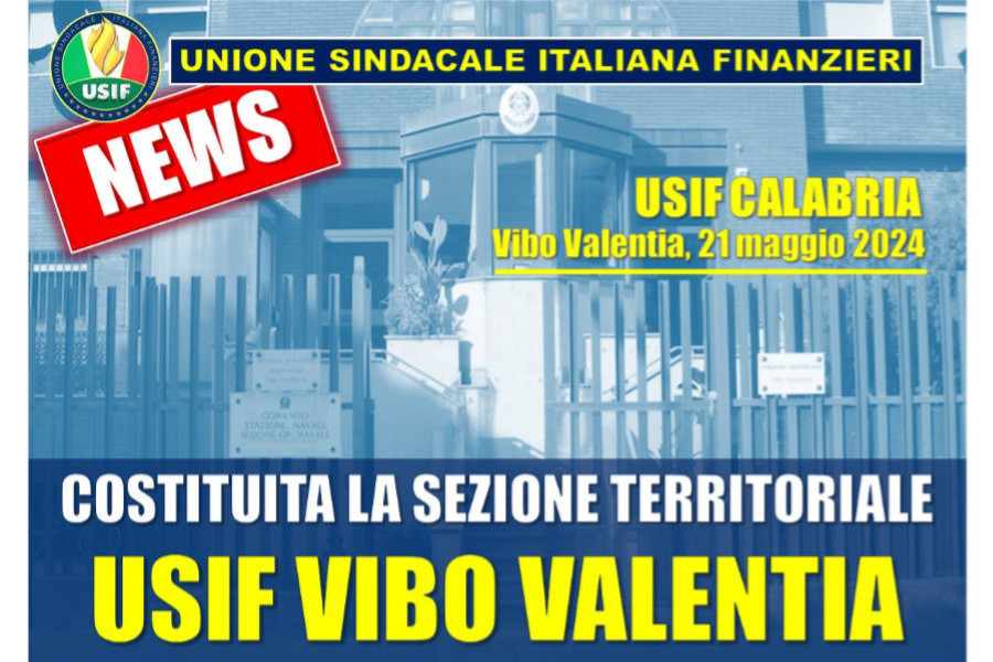 USIF CALABRIA: COSTITUITA LA SEZIONE TERRITORIALE DI VIBO VALENTIA