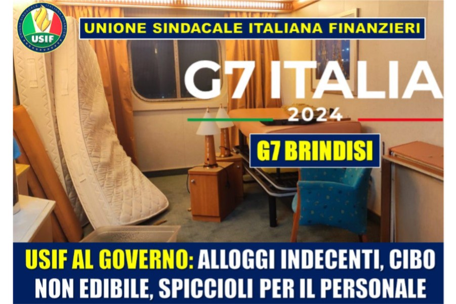 G7 BRINDISI, USIF SCRIVE AL GOVERNO: ALLOGGI INDECENTI E POCHI SPICCIOLI PER IL PERSONALE IN DIVISA