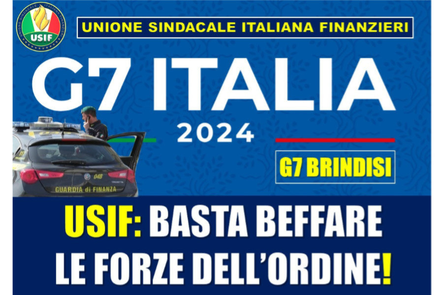 G7, USIF: BASTA BEFFARE FORZE DELL’ORDINE:  2 ORE IN PIU' DI STRAORDINARIO SONO UN INSULTO PER DISAGIO SUBITO