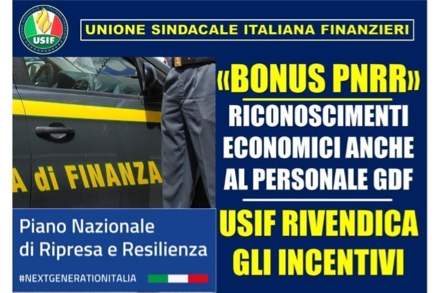 BONUS PNRR. USIF: RICONOSCIMENTI ECONOMICI ANCHE AL PERSONALE GDF