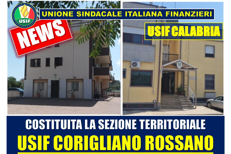 USIF CALABRIA: COSTITUITA LA SEZIONE TERRITORIALE DI CORIGLIANO-ROSSANO