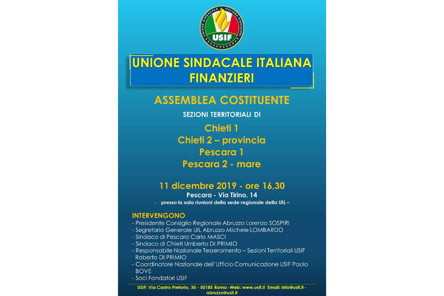 Costituzione Sezioni Territoriali di Chieti e Pescara