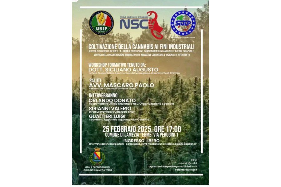CONVEGNO FORMATIVO: COLTIVAZIONE DELLA CANNABIS AI FINI INDUSTRIALI